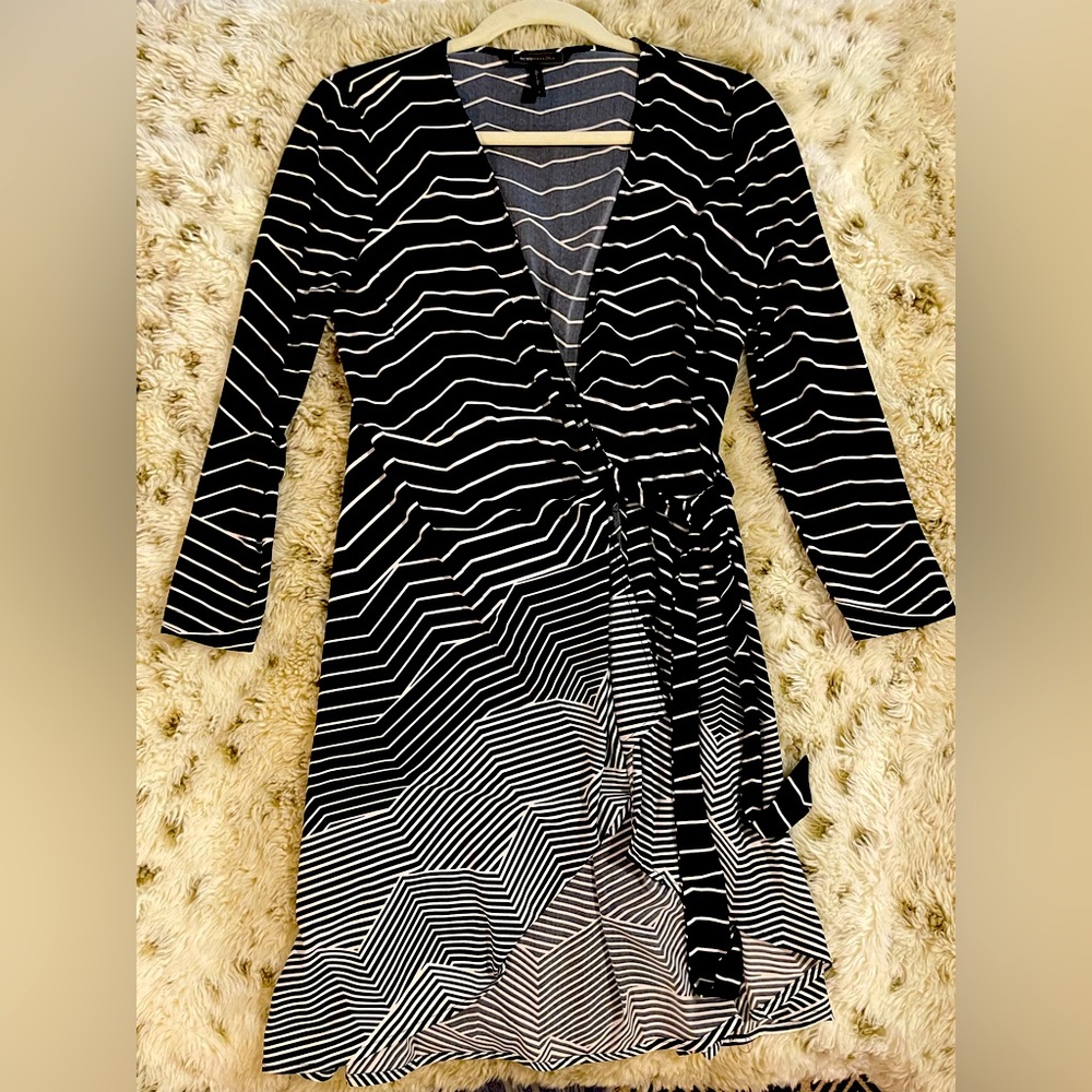 BCBG black and white wrap dress